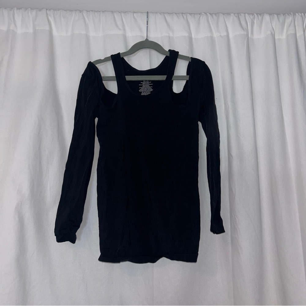 Free People Black Cut-out Shoulder Top